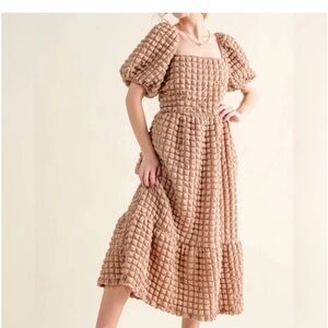 Simply Southern Smocked Bubble Maxi Dress – Beige/Tan (NWT)